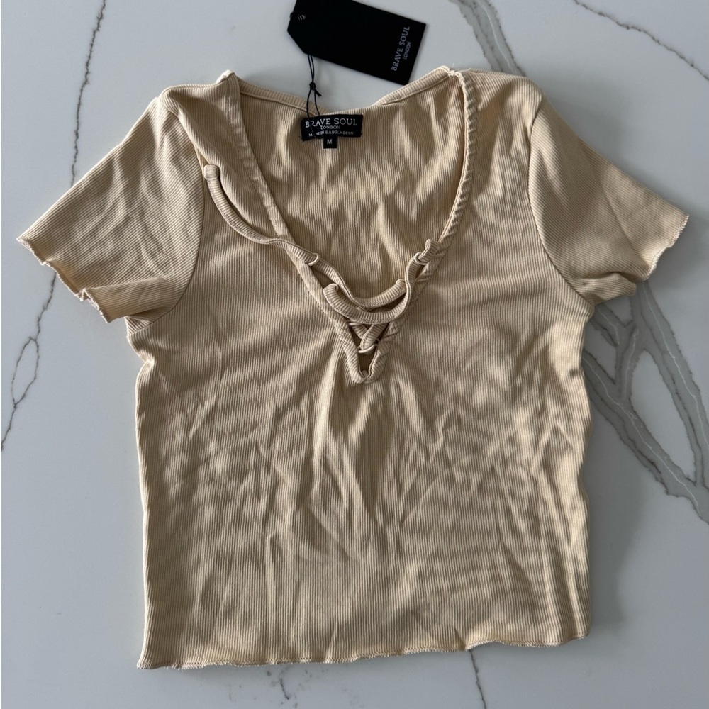 Brave Soul Beige crop top - Size M
